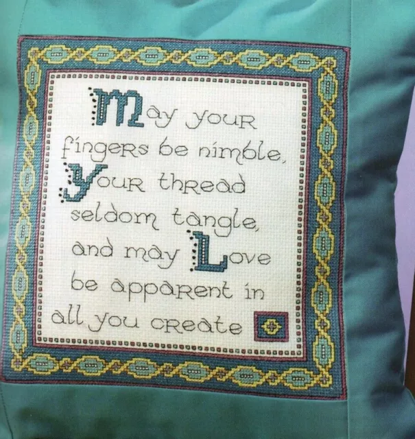 Cross stitch chart. 'A Stitcher's Prayer' sampler/cushion