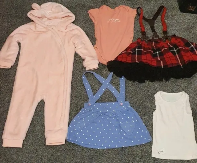 baby girls bundle joblot size 12-18 months clothes top skirt all in one hooded