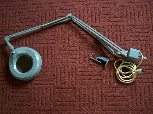 Luxo Articulating Magnifier Lamp Industrial Grey With Clamp
