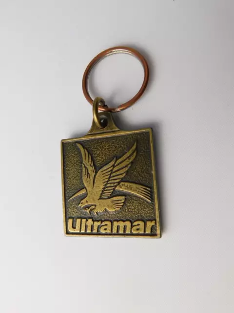 Ultramar Keychain Keyring Brass Gas Service Station Lubricants Advertising Eagle