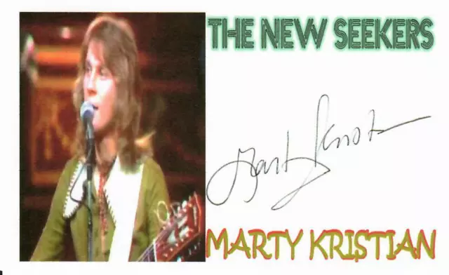 "The New Seekers" Marty Kristian Hand Signed 3X5 Picture Card COA