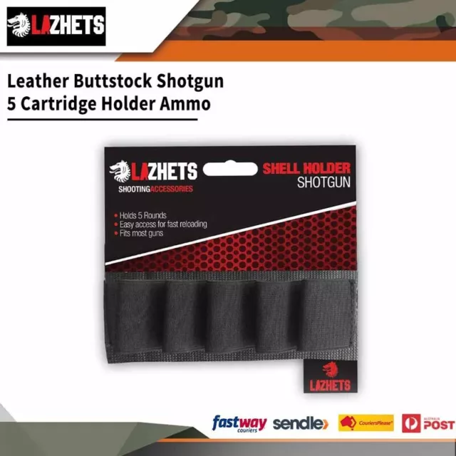 Lazhets Leather Buttstock Shotgun 5 Cartridge Holder Ammo Gun Load Carrier 12g