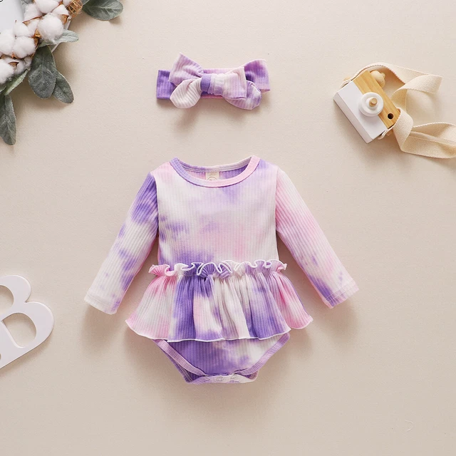 Vestiti neonata neonata romper tuta tintura cravatta top fascia