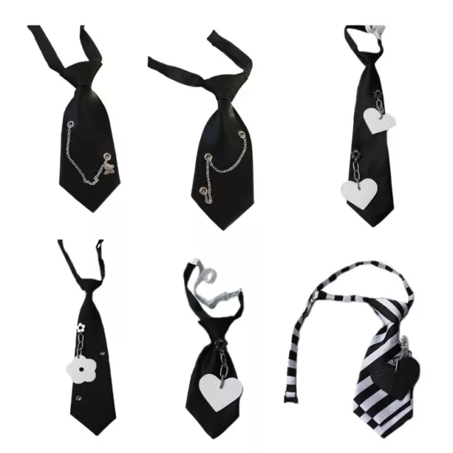 Metal Chain Pendant Tie for Teens Preppy Tie School Student Necktie