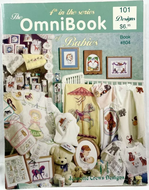 1994 Jeanette Crews OmniBook of Babies 804 libro de patrones de punto de cruz colección 10970
