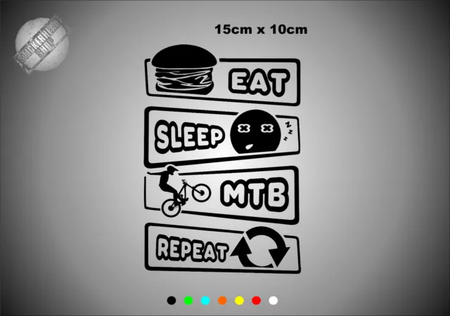 Adesivo auto MTB, adesivo Eat Sleep Repeat MTB, adesivo mountain bike, MTB
