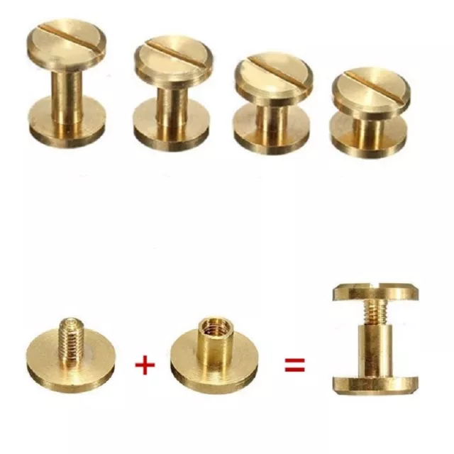 DIY Flat Belt Screw Leather Craft Chicago Nail Brass Solid Rivets Stud Head 10mm