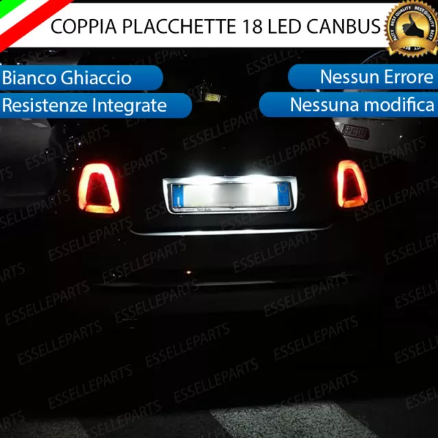 Coppia Luci Targa 18 Led Fiat 500 500C Restyling Canbus Abarth 6000K No Errore