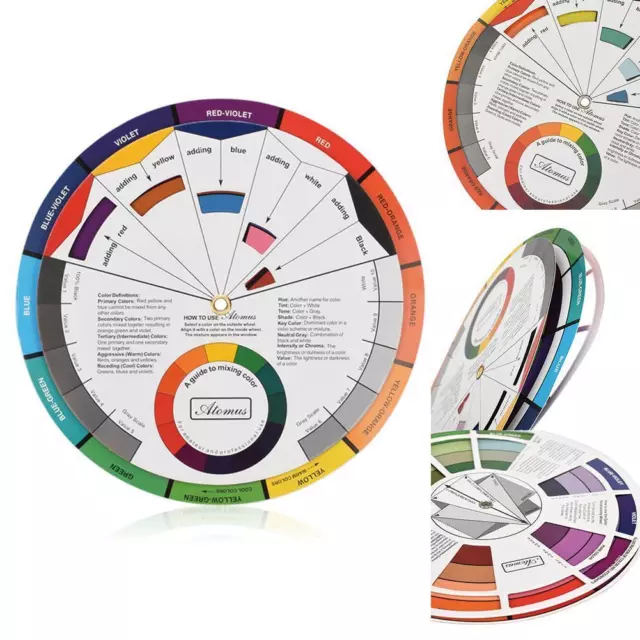 Guía de mezcla de ruedas de color portátil de 14 cm para tatuaje maquillaje pintura hobby S L9X4