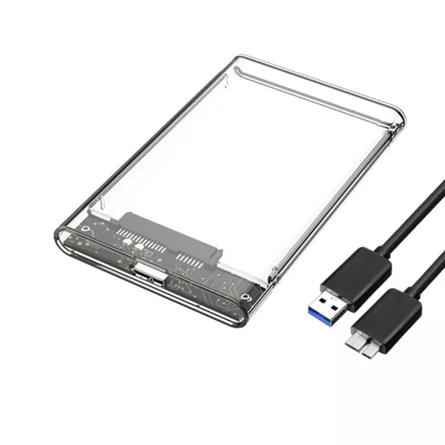 2.5inch SATA USB3.0 Mobile Hard Disk HDD SSD Enclosure External Transparent Case