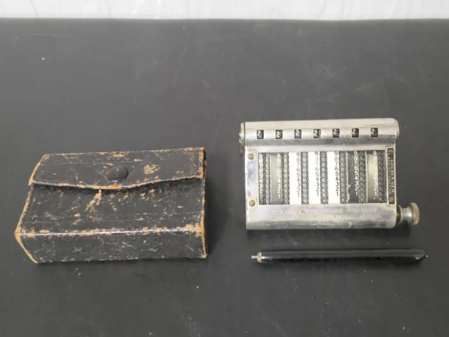 Antique GOLDEN GEM Automatic Adding Machine W/Pen and Case