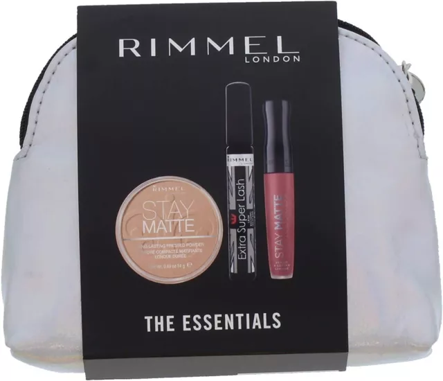 3Pc Rimmel London The Essentials Silver Make up Bag Gift Set