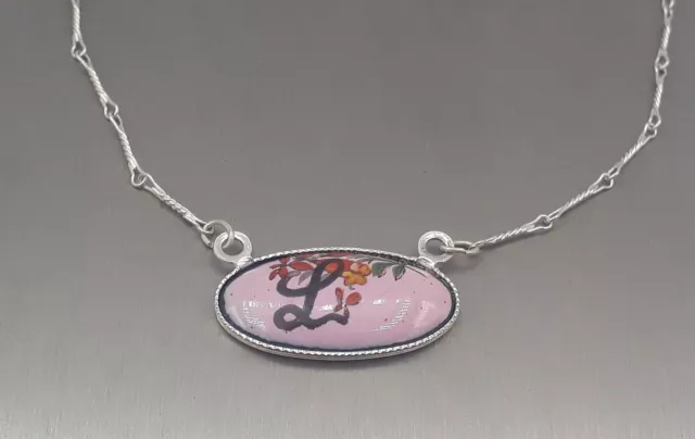 En Argent Collier " L " Fleurs Main Pièce Unique Bijoux Femmes Enfants Chaîne