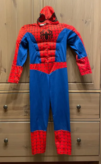 H&M Spiderman Kostüm Fasching Karneval Marvel Rot Blau Gr. 110 / 116 mit Maske