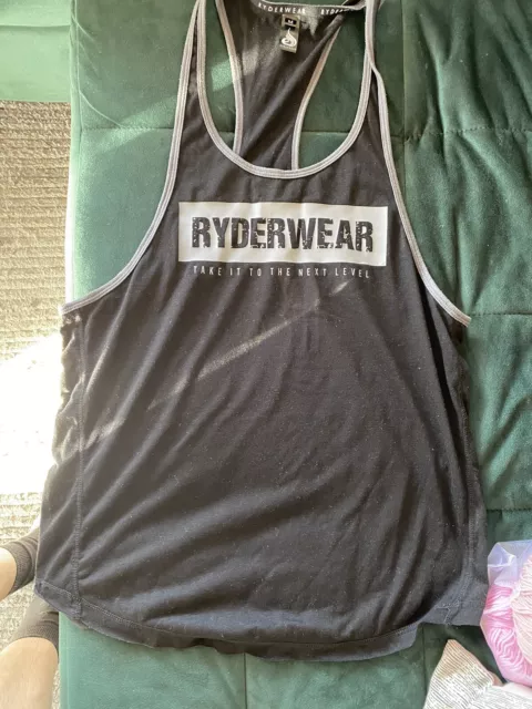 RYDERWEAR Mens Vest/Tank Singlet Black Sleeveless Gym Muscle activewear Size M