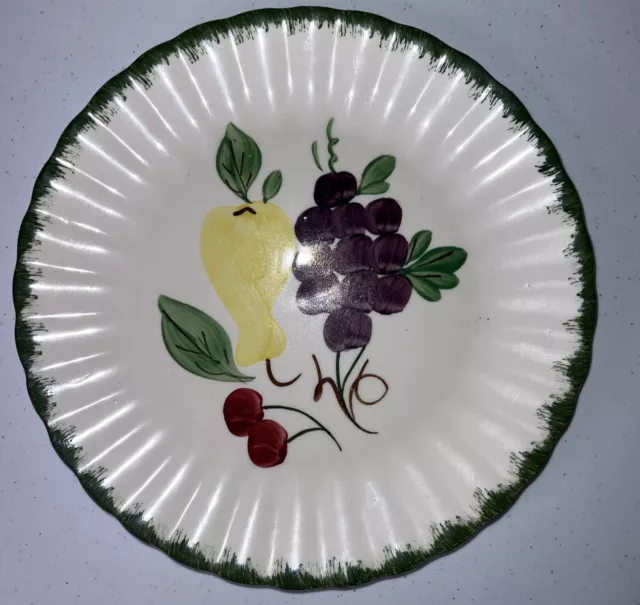 Blue Ridge Pottery Hand-Painted Southern Potteries Inc Plate 10 ¼” Fruit Grapes