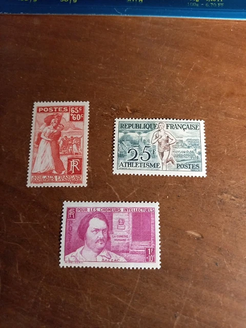Lot De 7 Timbres France Neufs** 1941-1960 - N°474, 475, 497, 498, 525, 540, 606