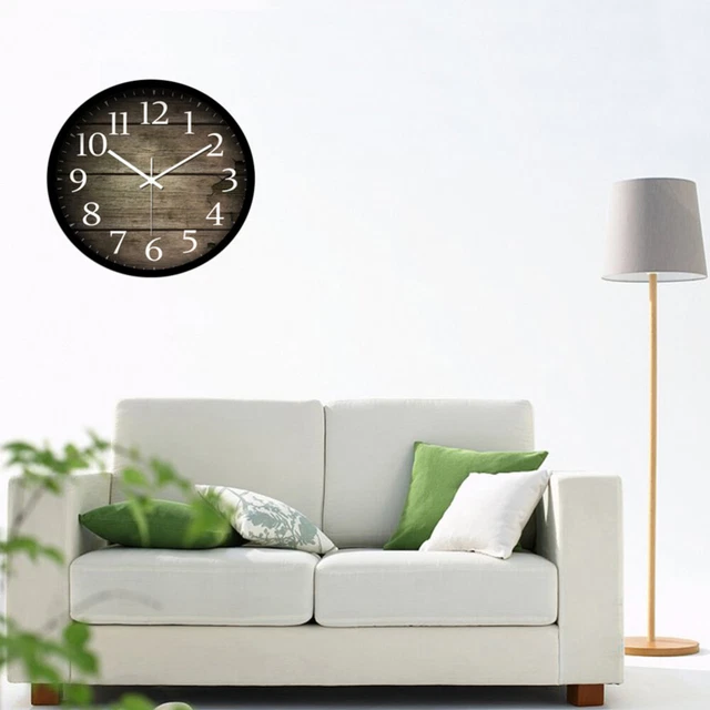 Ménage pendaison murale motif créatif en bois grande horloge murale muette 11