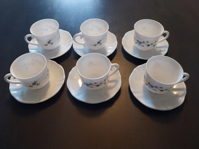 Lot de 3 tasses et soucoupes arcopal myosotis Veronica - Arts de la table