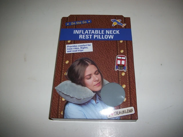 Compact Inflatable Car Airplane Bus Travel Head Neck Rest Pillow. GRAY