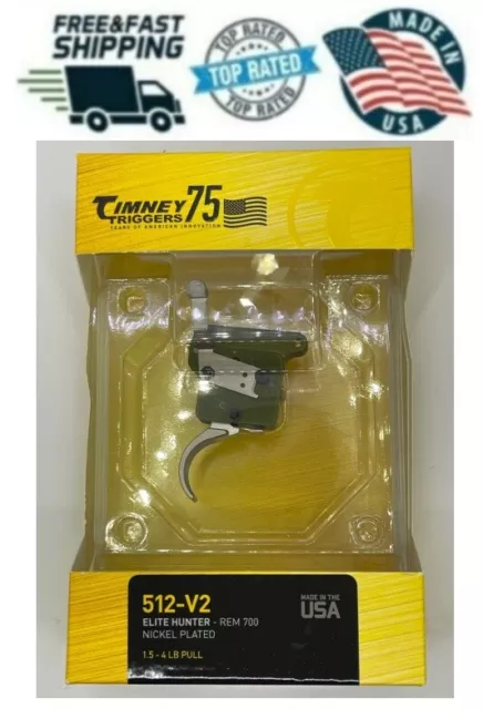 Timney 512 V2 Elite Hunter Remington 700 Nickel Plated Trigger W/ Safety Rh