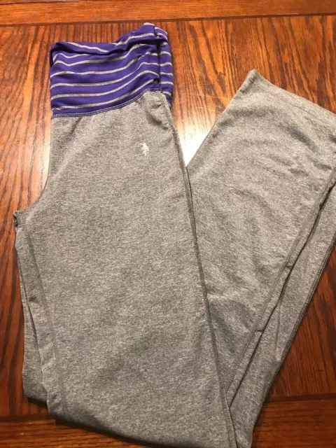 US Polo Assn Gray Purple Roll Over Yoga Pants Sz S?? (D2)