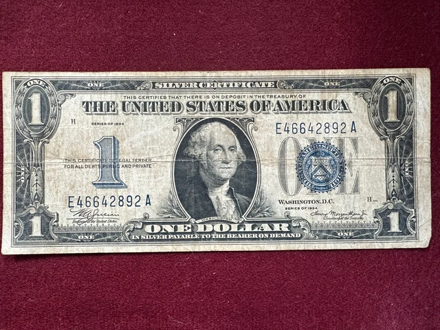 1934 $1 Silver Certificate-Funny Back Note ~ Blue Seal ~ Blue Seal
