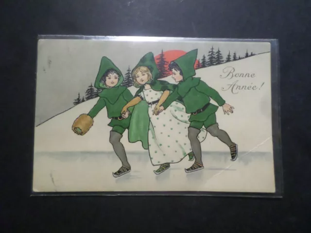 CPA Postcard 1910 Bonne Year Children Pixies, Old Postcard