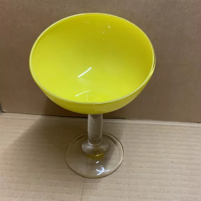 Glass Stand Display Yellow Glass with Clear Stem 16cm High 2