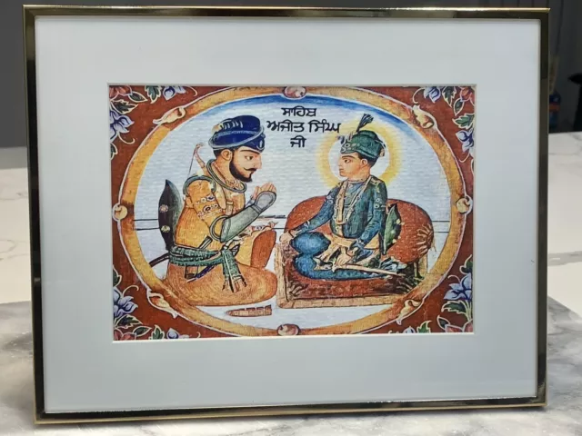 Guru Gobind Singh Ajit Singh Fresco Wall Art Print Painting Sikh Sikhism RARE