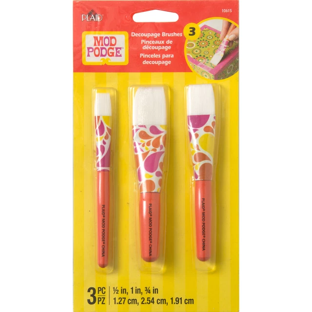 Juego de 3/paquete de cepillos de mango corto Mod Podge