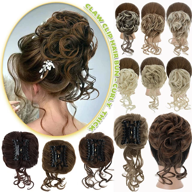 Claw Clip Hair Piece Thick Messy Chignon Bun Extensions Curly Wedding Updo Women