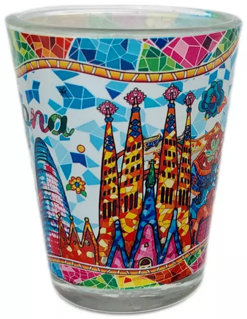 Shot glass Spain Barcelona Tequila Park Güell Sagrada Familia Casa Mila.colorful