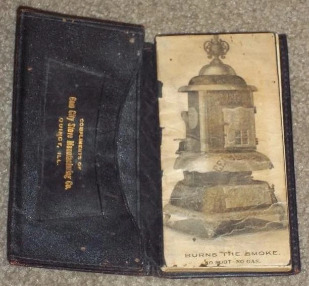 1907 Gem City Stove Quincy Illinois Leather Notebook Cover & Notebook / Calendar