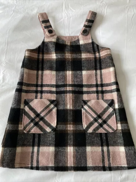 Girls Pinafore Pink & Black Checked Dress Age 3-4 Years