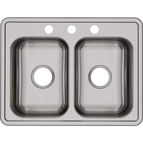 Elkay Dayton D225193 Equal Double Bowl Top Mount Stainless Steel Sink25 x 19 ...