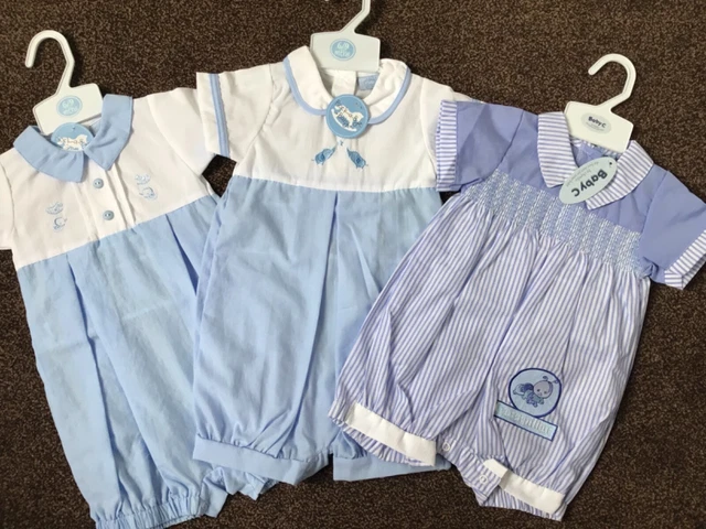 Bundle of baby boys summer clothes rompers x 3 size 6-9 months
