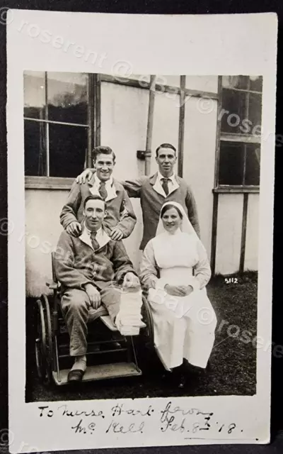 WW1 an Auxiliary War Hospital  "to Nurse Hart from Mckell "  Real photo Postcard