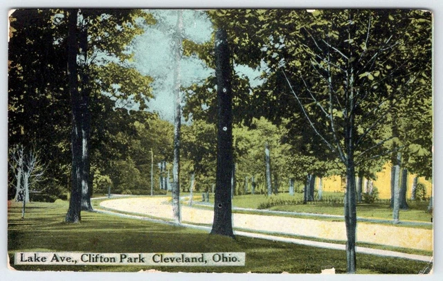 1910's CLEVELAND OHIO LAKE AVENUE CLIFTON PARK ANTIQUE POSTCARD
