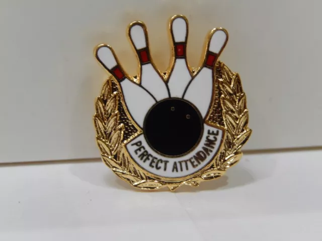 Perfect Attendance Game Bowling Ball And Pin Hat Lapel Brooch