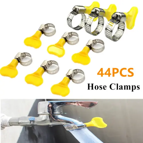 44PCS 10-38mm Type Hose Clamps Plastic Handle Butterfly Hose Clamp Adjustable