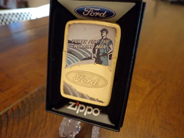 Ford Power For The Working Man Brass 1941 Replica Zippo Lighter Mint In Box 2018
