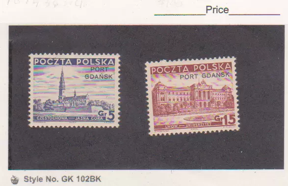 POLAND SCOTT 1K31, 1K32  MINT Never  HINGED Offices in Danzig Cat. $11.00