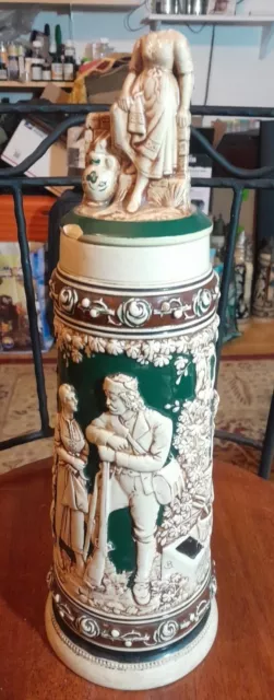 Large German Lidded Beer Stein