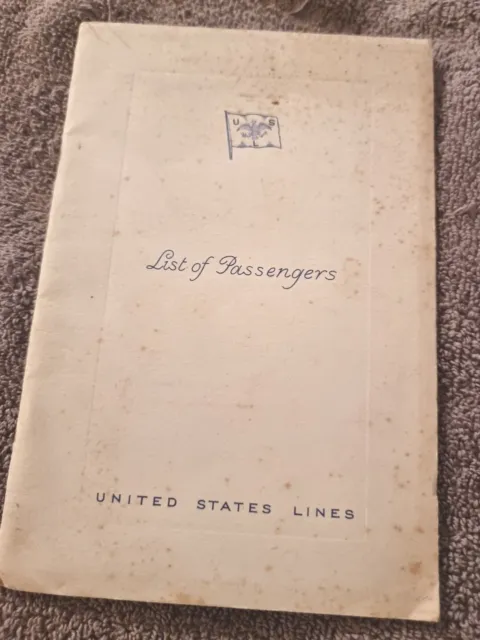 1936 S.S.Manhattan Passenger List 23-25th Sept United States Lines