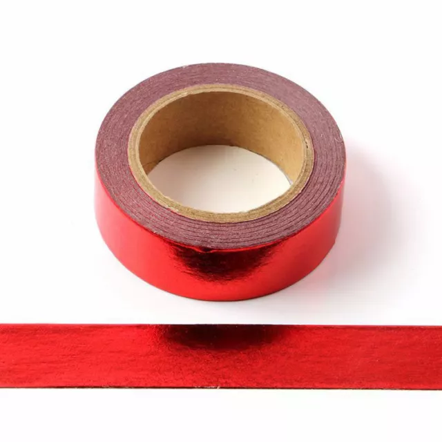 Red Solid Foil Washi Tape Decorative Self Adhesive Masking Tape 15mm x 10 meters