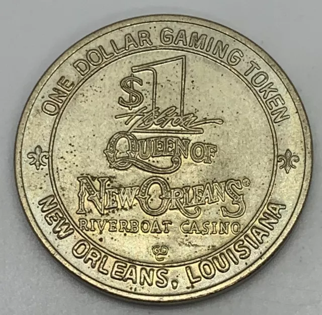 Hilton Queen of New Orleans Casino $1 Slot Token - Louisiana LA Brass 1994