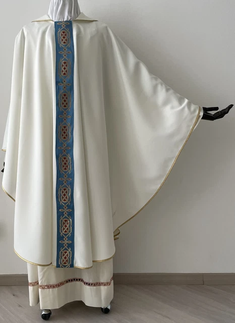 Casula Bianca Mariana Con Gallone - Kasel Weiss - Messgewand - White Chasuble