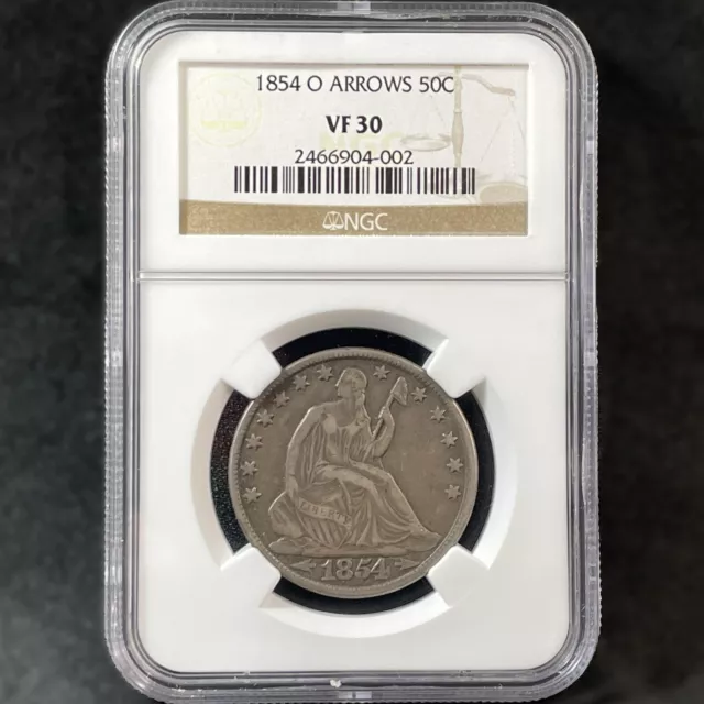 1854-O 50c Seated Liberty Half Dollar New Orleans Choice Very Fine NGC VF30