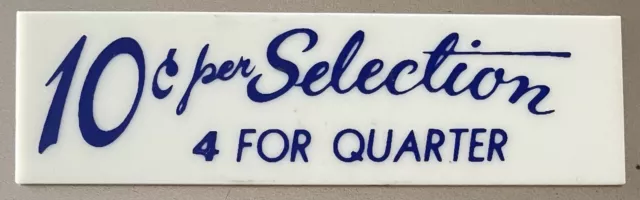 Seeburg V200 Jukebox Program Drum Pricing Window Insert “10¢ Per Selection” 4/25